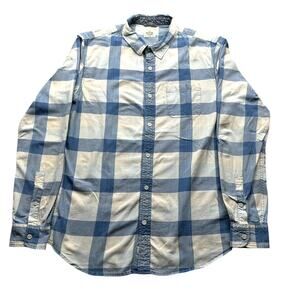 Marine Layer Stockton Blue Plaid Mens Marge Medium Long Sleeve Button Shirt Blue